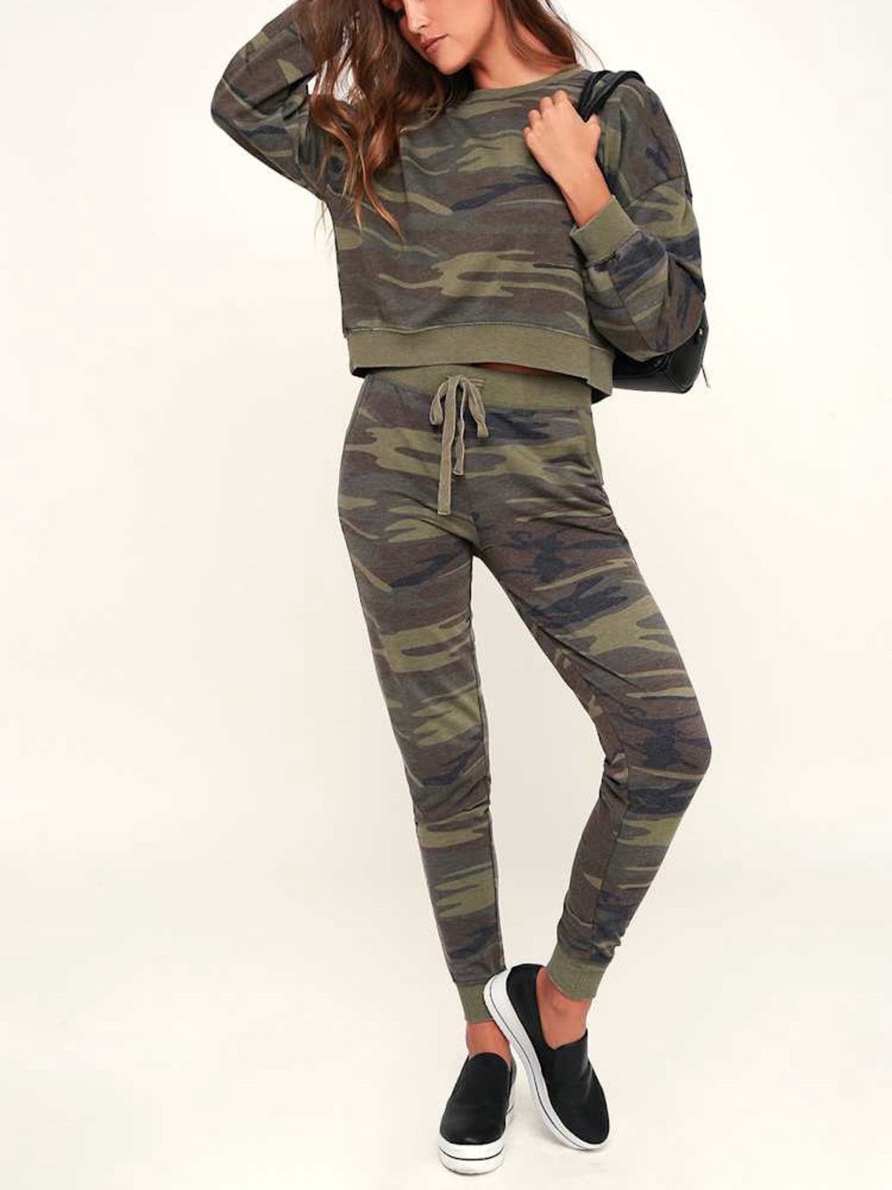 Cohorts Green Camo Print Long Sleeve Sweatshirt